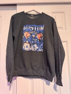 Gildan Dark Auston Matthews Gray Crewneck Sweatshirt
